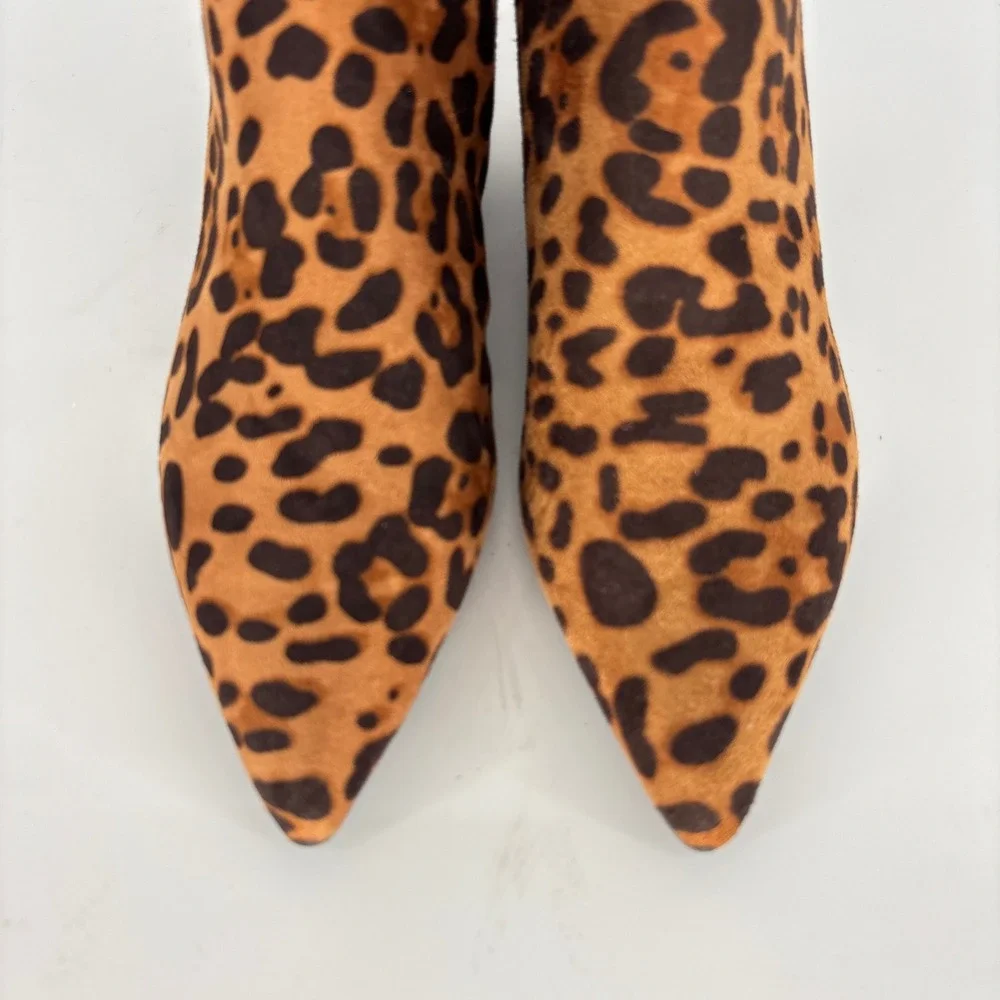Marc Fisher Gismo Ankle Bootie Leopard Women Size 6.5 Pointed Toe Block Heel